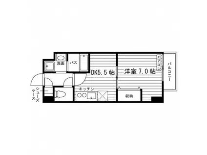 フォレスタ岡山医大東(1DK/3階)の間取り写真