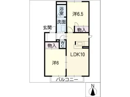 赤坂ヒルズ(2LDK/1階)の間取り写真
