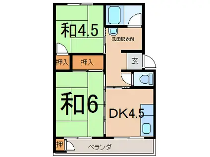 湯河原第3団地(2DK/5階)の間取り写真