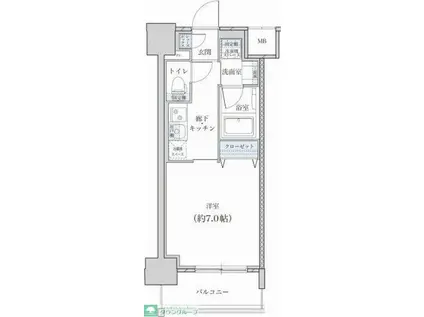 レジデンス東別院スクエアII(1K/12階)の間取り写真