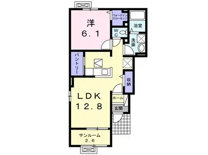 アモーレ(1LDK/1階)の間取り写真