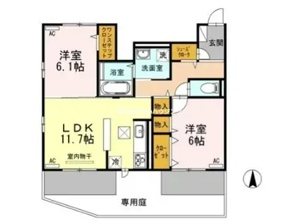ウエストコート(2LDK/1階)の間取り写真