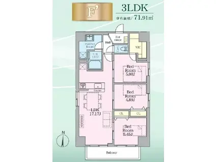 DAIWAグレイスメゾン亀戸(3LDK/8階)の間取り写真