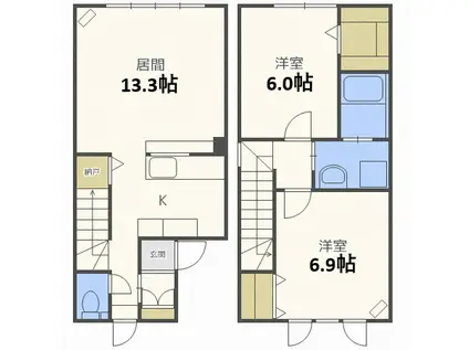 ルミエール 緑ヶ丘A(2LDK/1階)の間取り写真