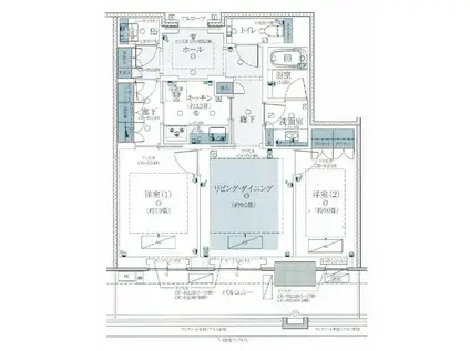グラングリーン大阪 THE ノース RESIDENCE(2LDK/5階)の間取り写真