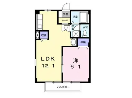 サンハイツ渡辺C(1LDK/1階)の間取り写真