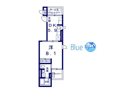 フェリーチェ ウーノ(1DK/2階)の間取り写真