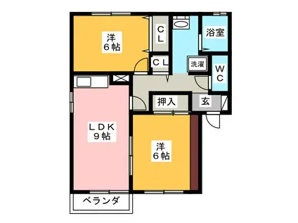 サウスロックトチマツ(2LDK/2階)の間取り写真