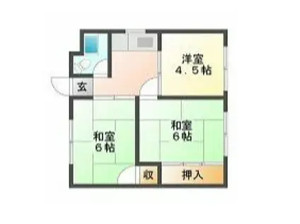 クレオハイツ国富(3DK/2階)の間取り写真