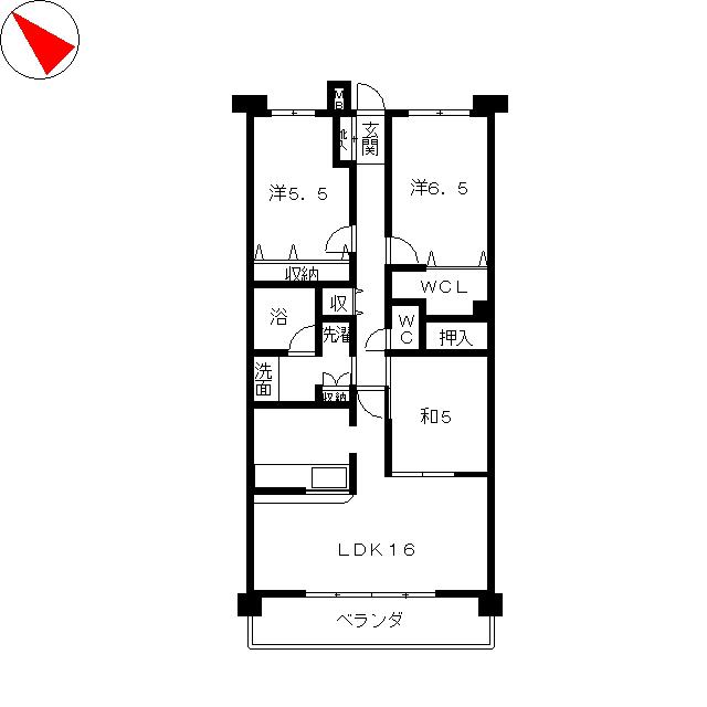 レジディア東松戸(3LDK/1階)の間取り写真