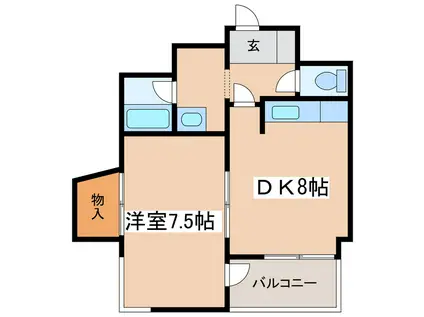 K&Mビル(1DK/2階)の間取り写真