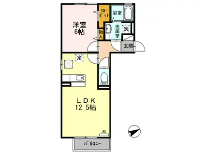 ジャンティ(1LDK/1階)の間取り写真