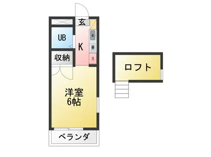 ロワール学園東町(ワンルーム/2階)の間取り写真