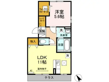 ハウスひまわり(1LDK/1階)の間取り写真