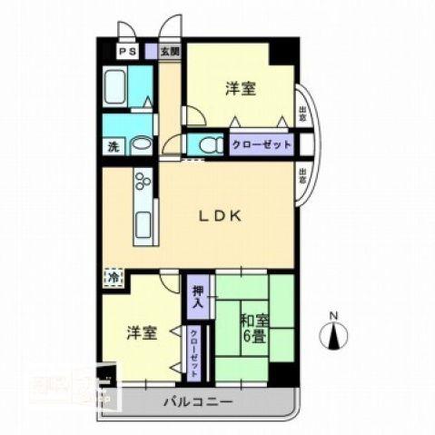 レイクウエスト(3LDK/7階)の間取り写真