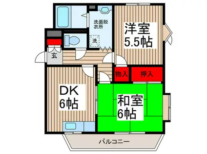 モア・ライフ芝(2DK/1階)の間取り写真