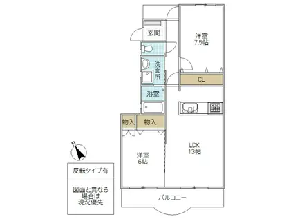 フラット・マーサ 2号館(2LDK/2階)の間取り写真