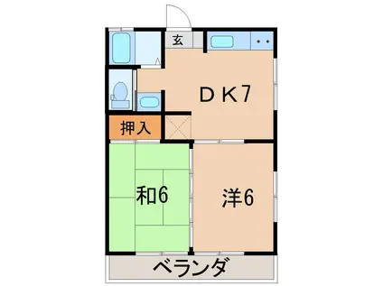 グランデュール宮下(2DK/4階)の間取り写真