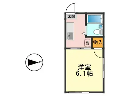 金枝ハイツ(1K/2階)の間取り写真