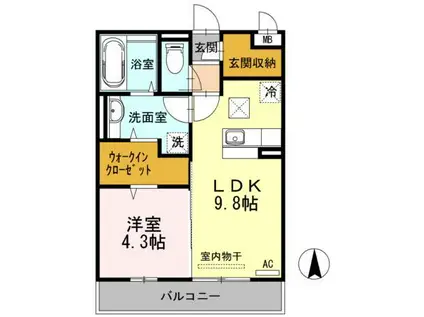 パステルリーフ(1LDK/1階)の間取り写真