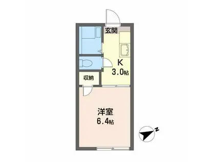ニューリーブスA(1K/2階)の間取り写真