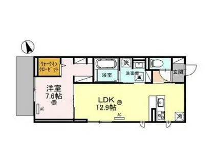 D-PLACE安田(1LDK/1階)の間取り写真