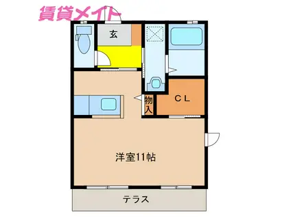 エル・パティオ A棟(ワンルーム/1階)の間取り写真