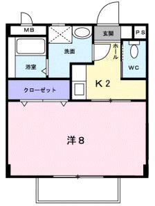 ミレニアムハイツ(1K/2階)の間取り写真