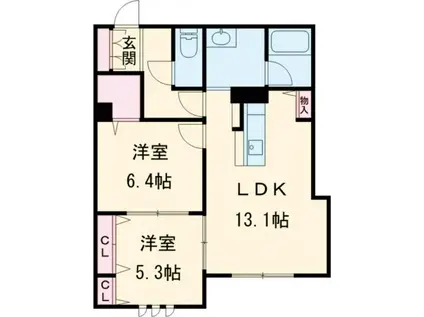 ラヴィータ M(2LDK/1階)の間取り写真