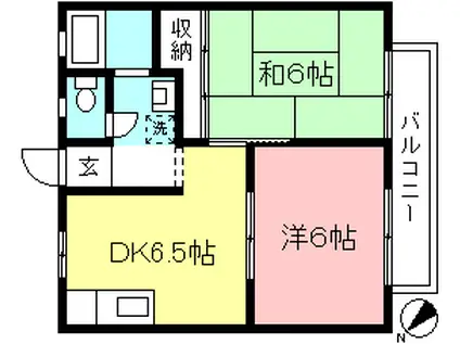 アーデンハイツ(2DK/2階)の間取り写真
