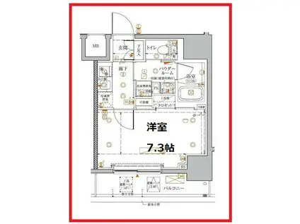 クレイシアアイズ王子マークプレイス(1K/3階)の間取り写真