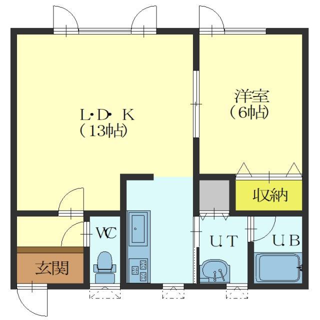 エクセルハイム(1LDK/2階)の間取り写真