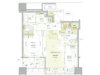 白金ザ・スカイ(2LDK/26階)の間取り写真