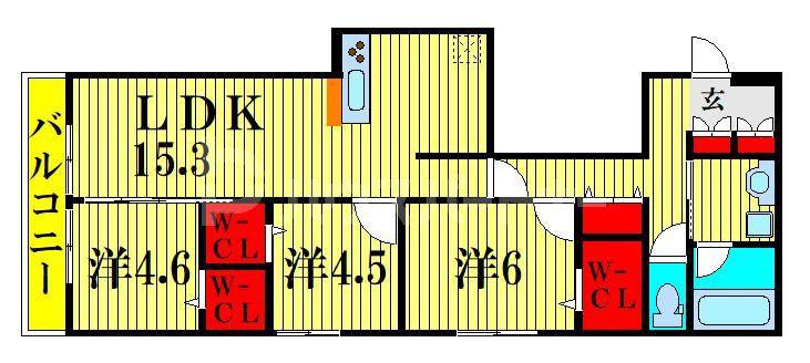 アベニール(3LDK/1階)の間取り写真