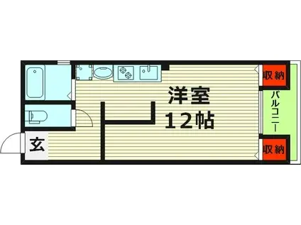 高殿マンション(ワンルーム/3階)の間取り写真