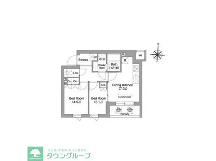 コンフォリア・リヴ南品川(2DK/2階)の間取り写真