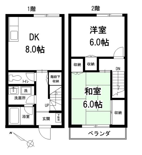 メゾンサンク(2DK/1階)の間取り写真