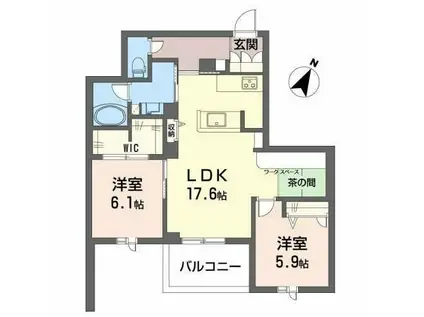 CRESTIEQ NAKADA(2LDK/2階)の間取り写真
