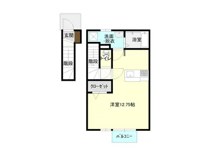 プラウド(ワンルーム/2階)の間取り写真