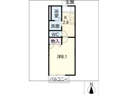 シャンドォール上社(1K/2階)の間取り写真