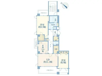 リッツクリスタル松濤(2LDK/3階)の間取り写真