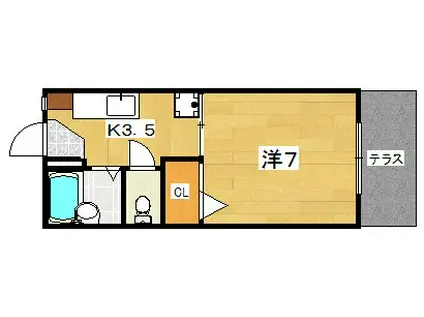 グリーンヒルハイツ(1K/1階)の間取り写真