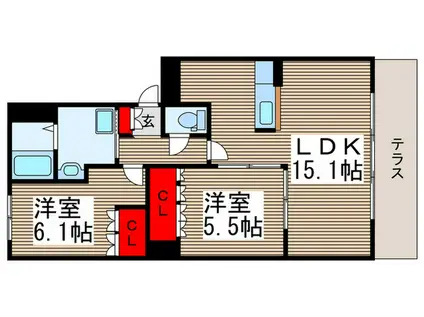 ル・ジャルダン(2LDK/1階)の間取り写真
