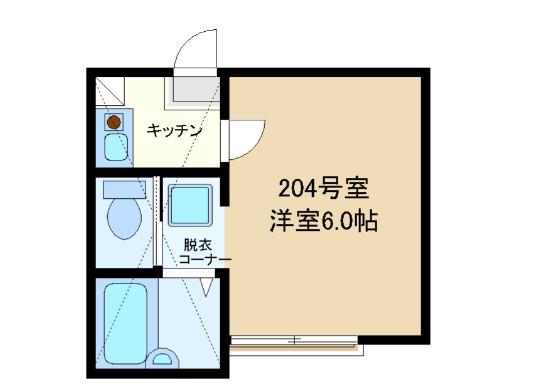 フローラ共和(1K/2階)の間取り写真