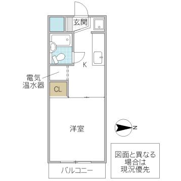 リエス水戸大町(1K/3階)の間取り写真