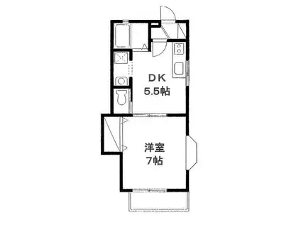 ロイヤル・ナカムラII(1DK/1階)の間取り写真