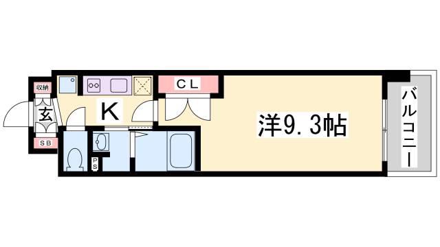 アルファレガロ神戸ウエスト(1K/8階)の間取り写真