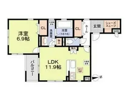 MAGNOLIA六番町(1LDK/2階)の間取り写真