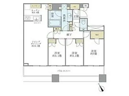 BRILLIA TOWERS目黒サウスレジデンス ブリリアタワーズ目黒(3LDK/15階)の間取り写真