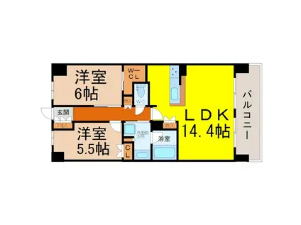 ラフィシア上前津(2LDK/8階)の間取り写真